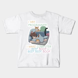 I are programmer i make computer beep boop Cat Kids T-Shirt